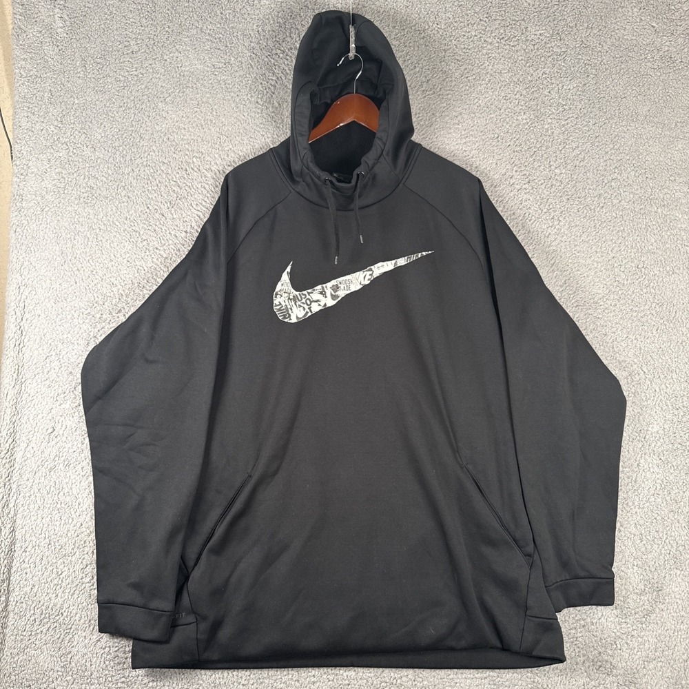 Nike Hoodie Mens 3XLT Tall Black Dri Fit Fleece Pullover Sweatshirt Gym Workout